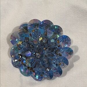Elegant Blue Crystal Brooch